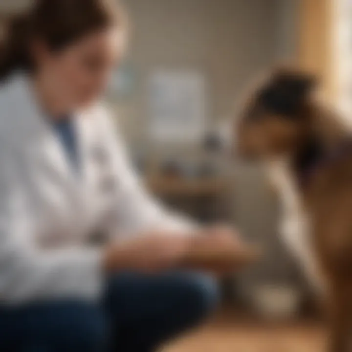 A concerned pet owner consulting a veterinarian