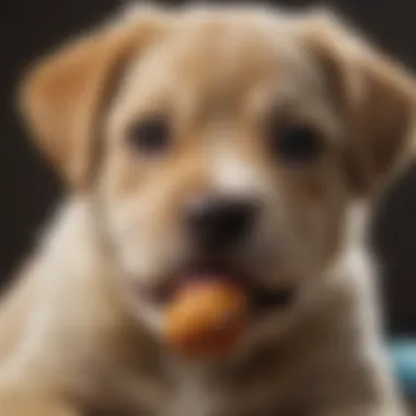 A playful puppy exhibiting common behavioral changes during teething