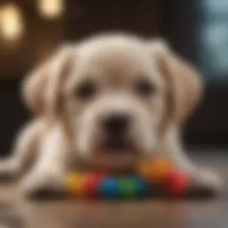 A variety of colorful chew toys designed for teething puppies