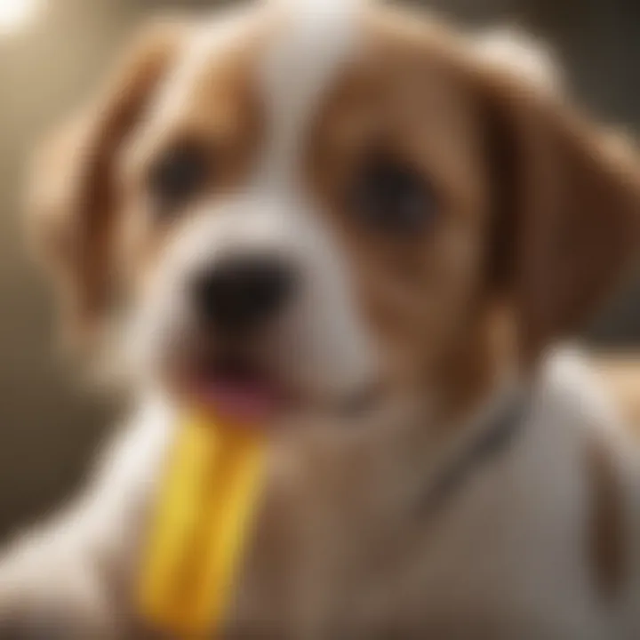 Natural remedies displayed next to a puppy with a soothing expression