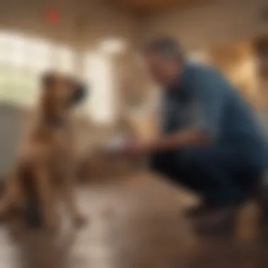 Owner consulting a veterinarian with a dog