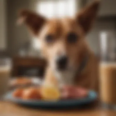 A healthy dog enjoying a balanced meal