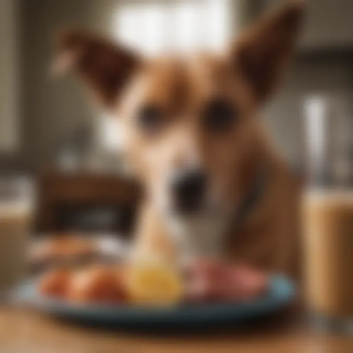A healthy dog enjoying a balanced meal