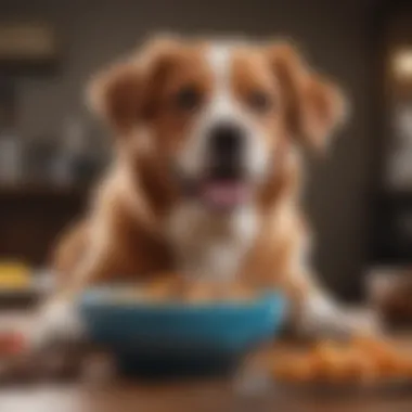 Happy dog enjoying a balanced meal in a bowl