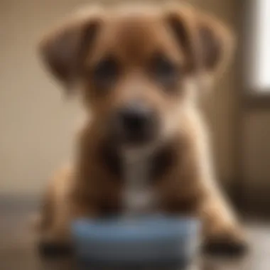 A puppy drinking water from a bowl to stay hydrated