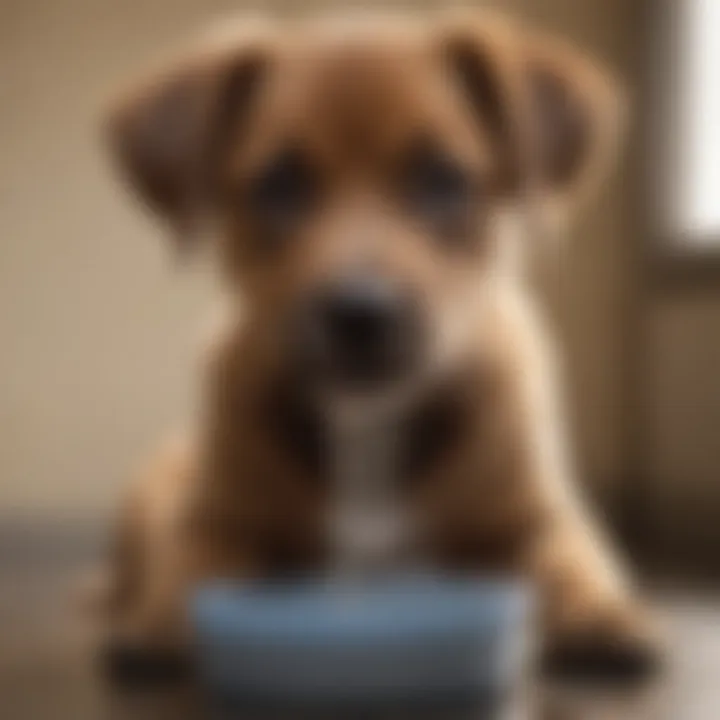 A puppy drinking water from a bowl to stay hydrated