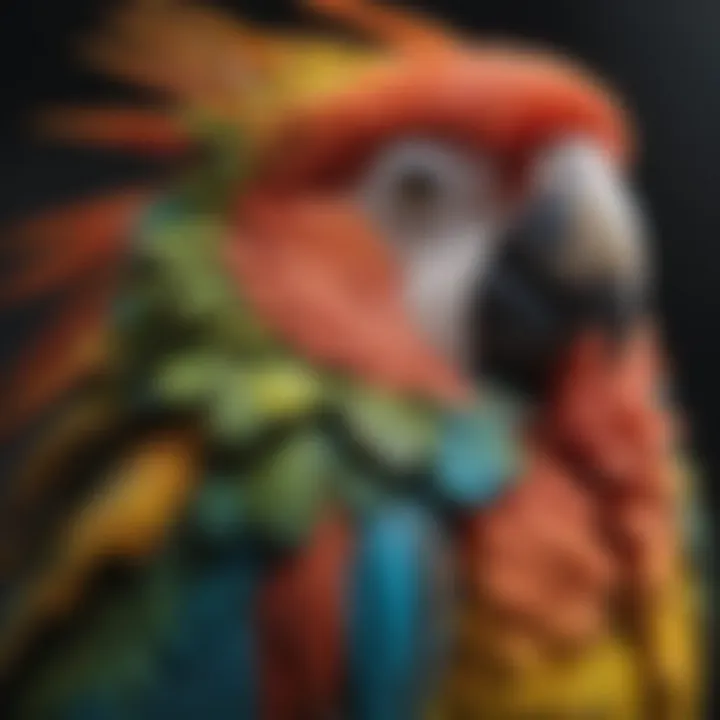 Close-up of a colorful parrot showcasing its feathers