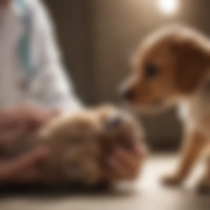 Veterinarian examining a puppy