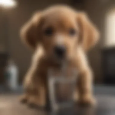 Puppy drinking water to stay hydrated during diarrhea