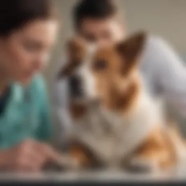 Veterinarian examining a dog